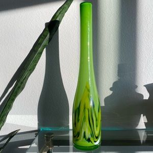 Hand Blown Green Art Glass Vase *PRICE FIRM*